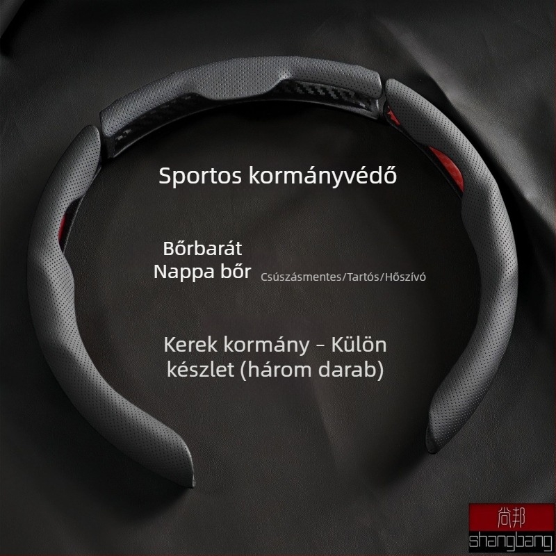 Nappa bőr kormánykerék borítás, univerzális minden évszakra, csúszásmentes, izzadságot elnyelő, perforált