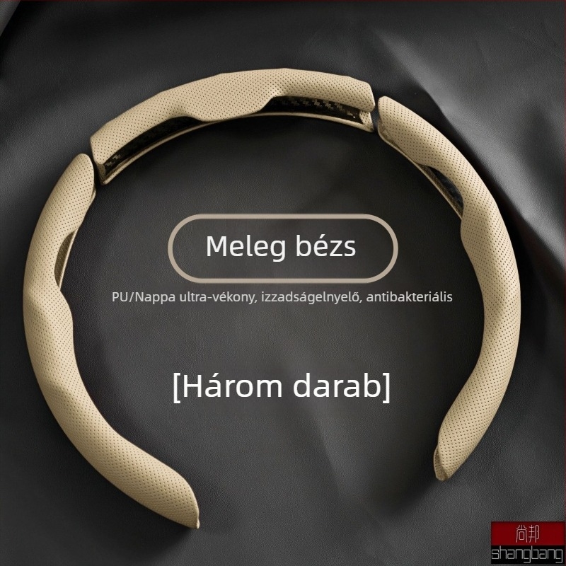 Nappa bőr kormánykerék borítás, univerzális minden évszakra, csúszásmentes, izzadságot elnyelő, perforált