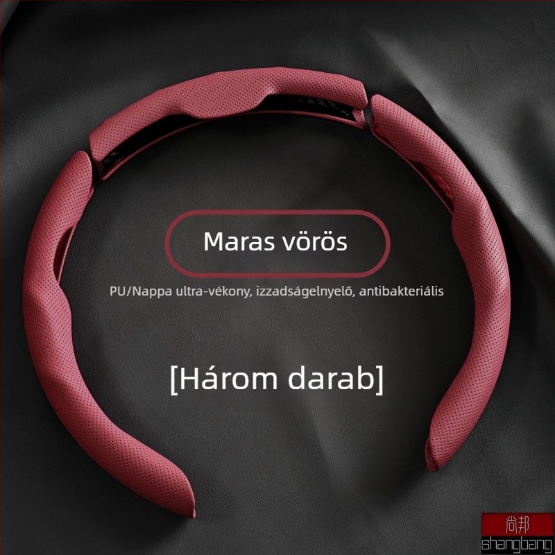 Nappa bőr kormánykerék borítás, univerzális minden évszakra, csúszásmentes, izzadságot elnyelő, perforált