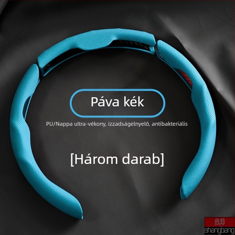 Nappa bőr kormánykerék borítás, univerzális minden évszakra, csúszásmentes, izzadságot elnyelő, perforált
