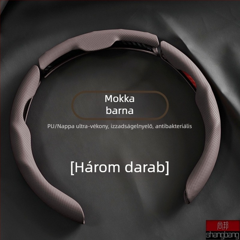 Nappa bőr kormánykerék borítás, univerzális minden évszakra, csúszásmentes, izzadságot elnyelő, perforált