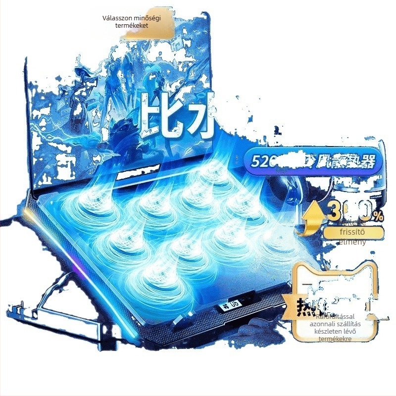 Beépített ventilátoros laptop hűtőállvány – légáramlatos hűtés, notebookokhoz, PlayBookhoz és más eszközökhöz