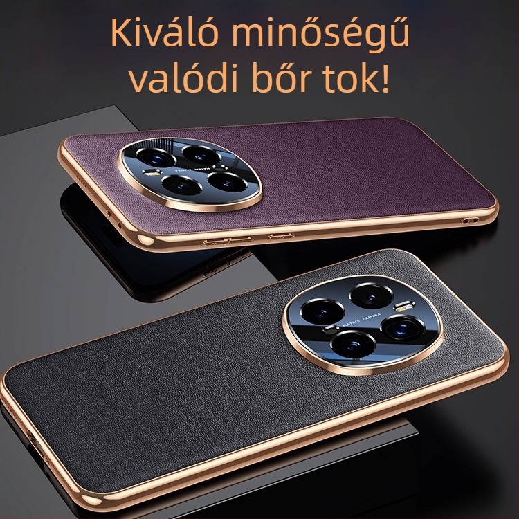 Honor Magic7-höz készült valódi bőr telefontok, teljes objektív védelem, felső rétegű marhabőrből, luxus