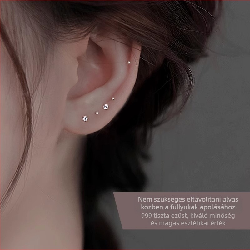 Geometriai 999 ezüst fülcsap, elektroplatált – uniszex ékszer