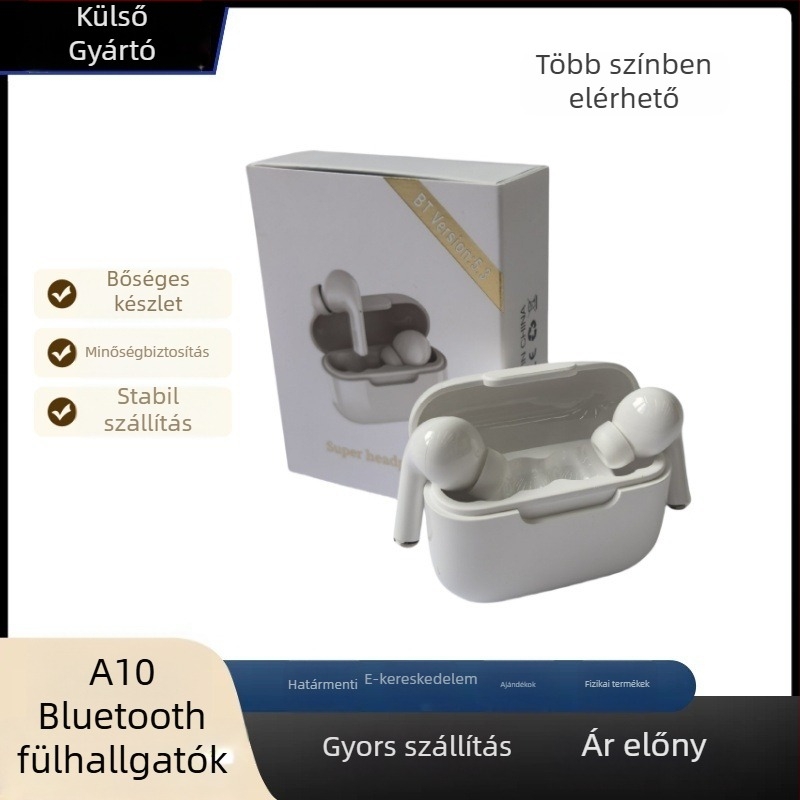 A10Pro vezeték nélküli Bluetooth fülhallgató – Sztereó, Zajszűrés, Bluetooth 5.0, 4–8 óra akkumulátor-üzemidő