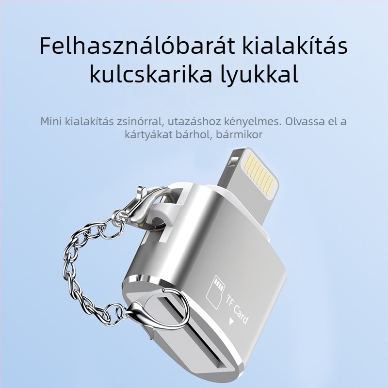 TF-kártya olvasó USB 2.0 alumínium ötvözet burkolattal, külső csatlakozás, támogatja a TF-kártyákat, súly 6 g