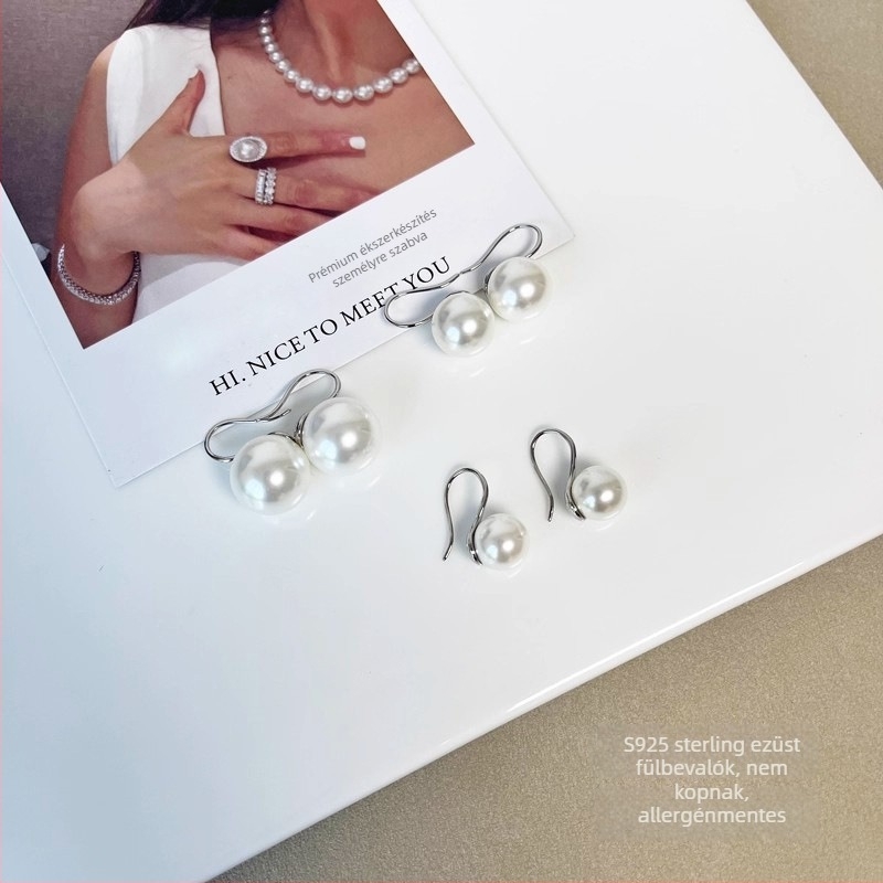 Kagylóhéjas gyöngy fülbevalók, geometriai forma, őszi 2025, édes és hűvös stílus, nőknek