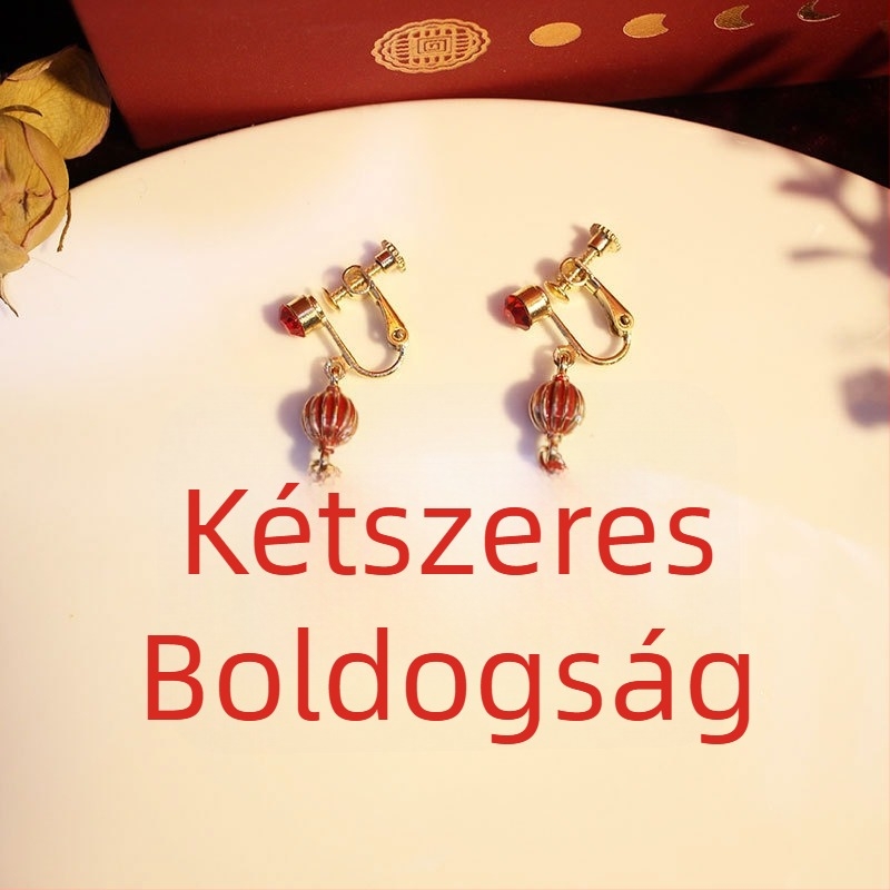 Fülbevalók - Kettős boldogság motívum, kínai esküvői stílus, kézzel készített ötvözet ékszer, Yiwu eredet, természetes stílus, friss és édes