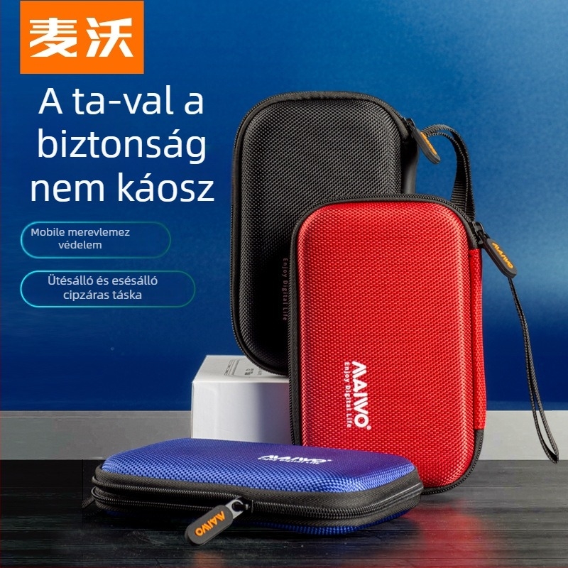MAIWO KT02 PU merevlemez-tok – hordozható védő táska, OEM feldolgozás, tartalmaz 1x mobil merevlemez tároló csomag