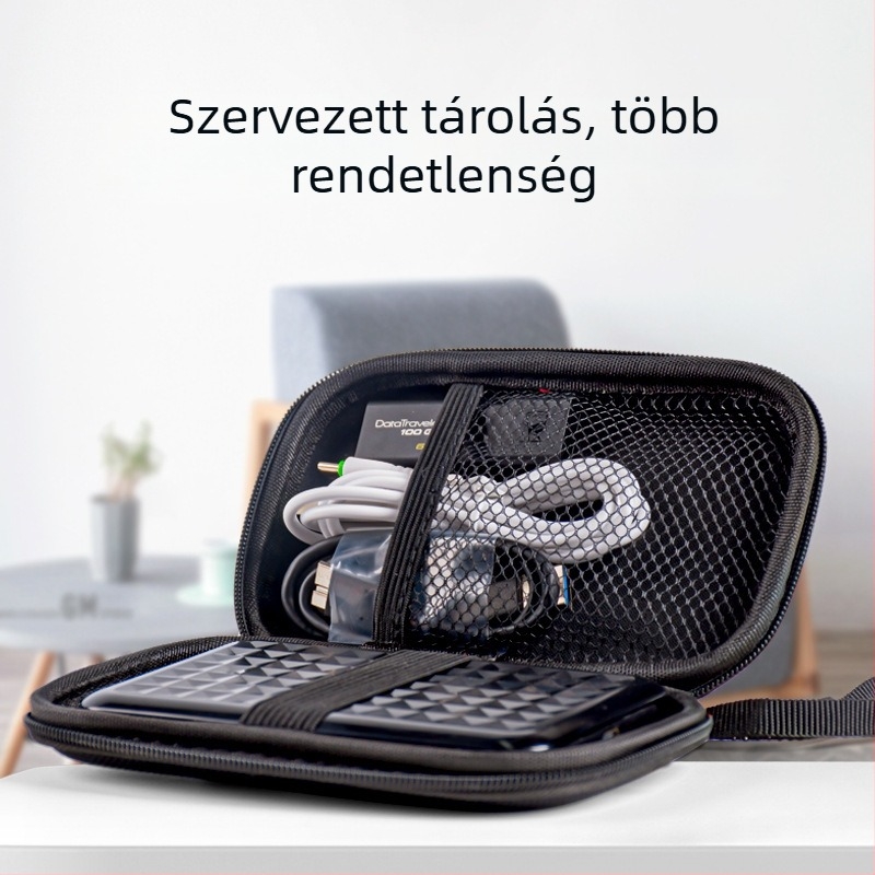 MAIWO KT02 PU merevlemez-tok – hordozható védő táska, OEM feldolgozás, tartalmaz 1x mobil merevlemez tároló csomag
