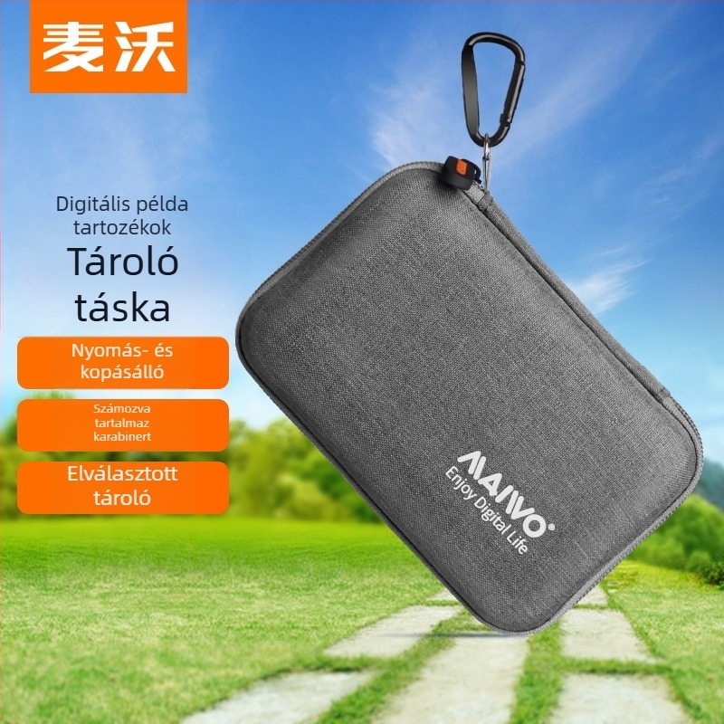 MAIWO KT02 PU merevlemez-tok – hordozható védő táska, OEM feldolgozás, tartalmaz 1x mobil merevlemez tároló csomag