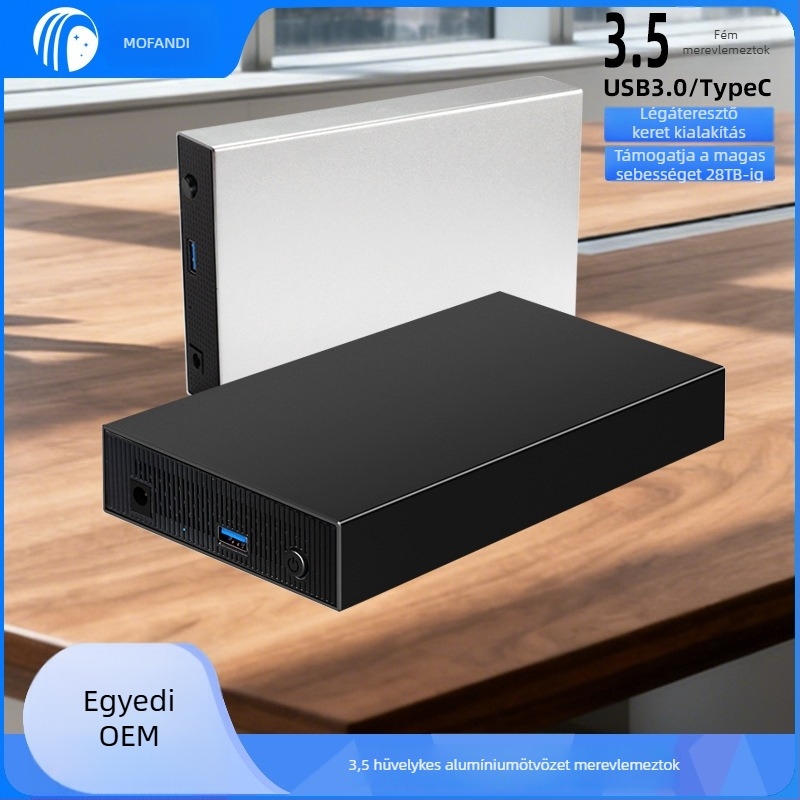 SATA merevlemez-ház, alumíniumötvözet, asztali külső USB 3.0/Type-C, akár 18 TB-ig, ZZUC-111