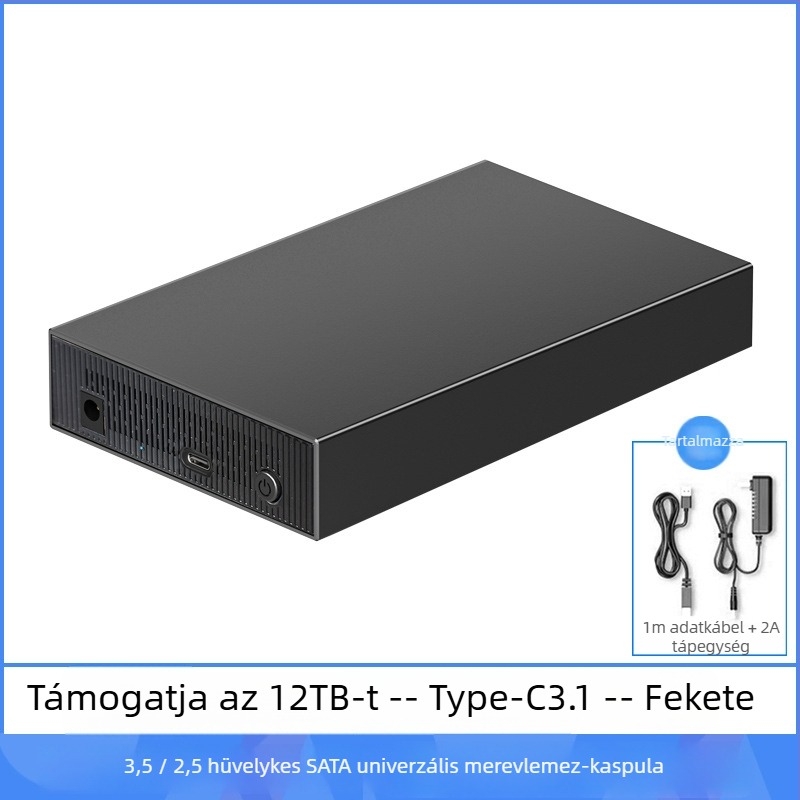 SATA merevlemez-ház, alumíniumötvözet, asztali külső USB 3.0/Type-C, akár 18 TB-ig, ZZUC-111