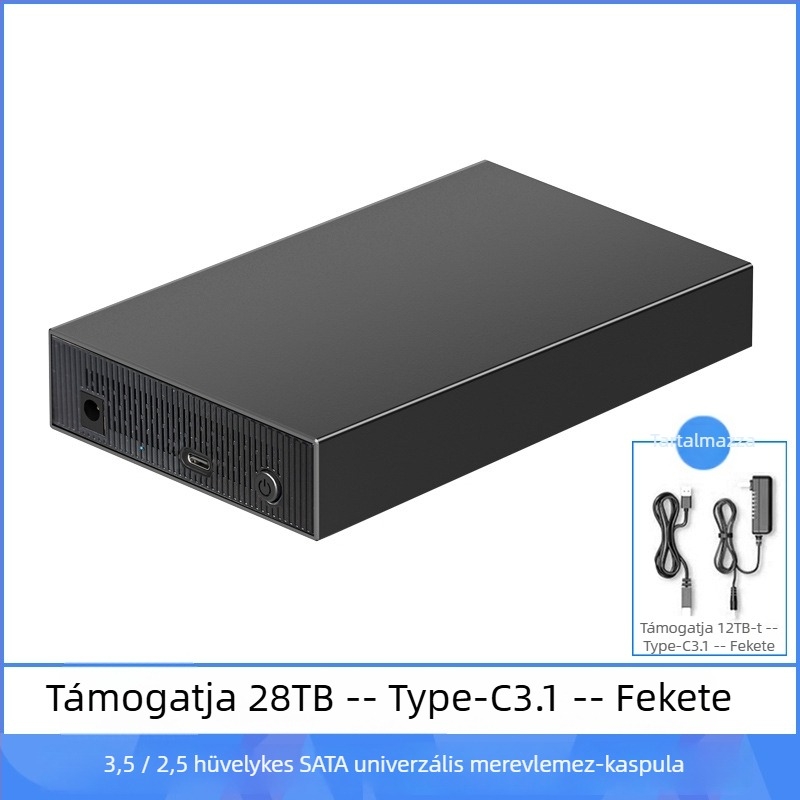SATA merevlemez-ház, alumíniumötvözet, asztali külső USB 3.0/Type-C, akár 18 TB-ig, ZZUC-111