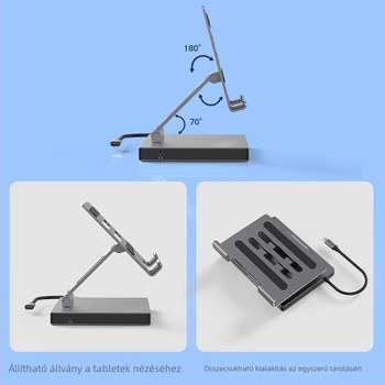 Lan Shuo USB-C dokkolóállomás alumínium ötvözet testtel, HDMI 2.0 és Gigabit Ethernet, 5Gbps