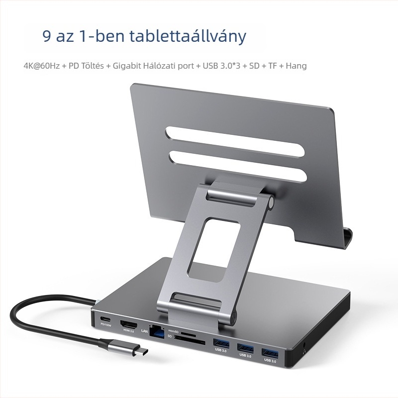 Lan Shuo USB-C dokkolóállomás alumínium ötvözet testtel, HDMI 2.0 és Gigabit Ethernet, 5Gbps