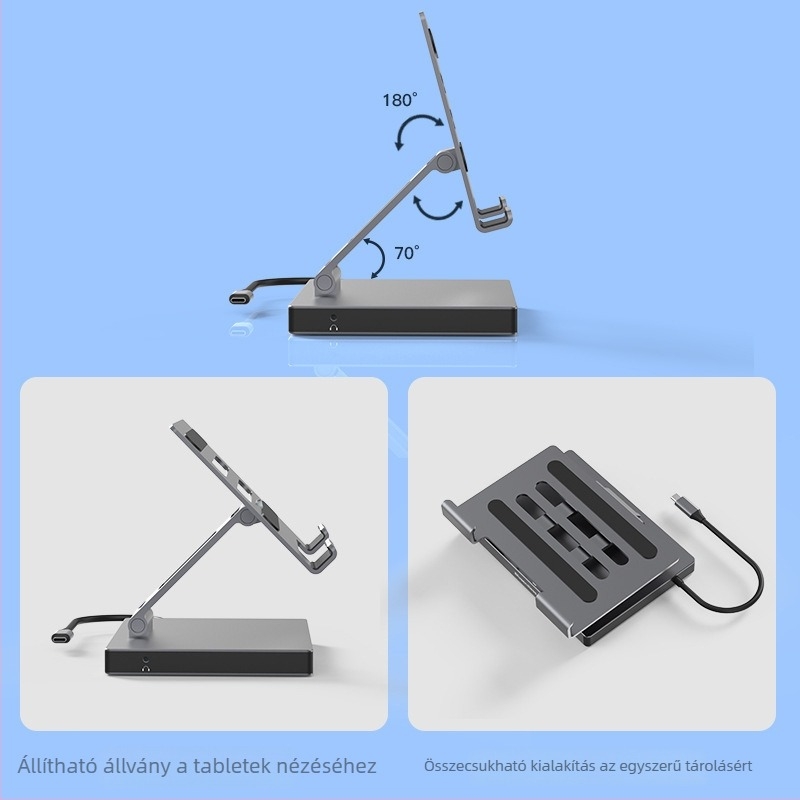 Lan Shuo USB-C dokkolóállomás alumínium ötvözet testtel, HDMI 2.0 és Gigabit Ethernet, 5Gbps