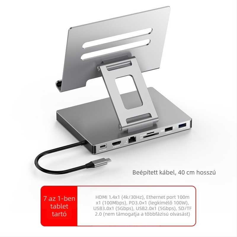 Lan Shuo USB-C dokkolóállomás alumínium ötvözet testtel, HDMI 2.0 és Gigabit Ethernet, 5Gbps
