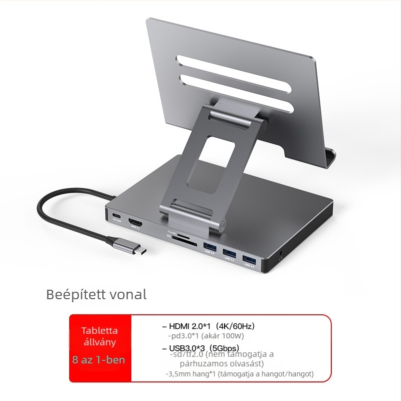 Lan Shuo USB-C dokkolóállomás alumínium ötvözet testtel, HDMI 2.0 és Gigabit Ethernet, 5Gbps