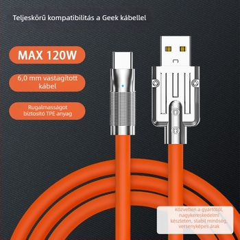 Type-C töltőkábel szilikon izolációval, Quick Charge, max. 6A