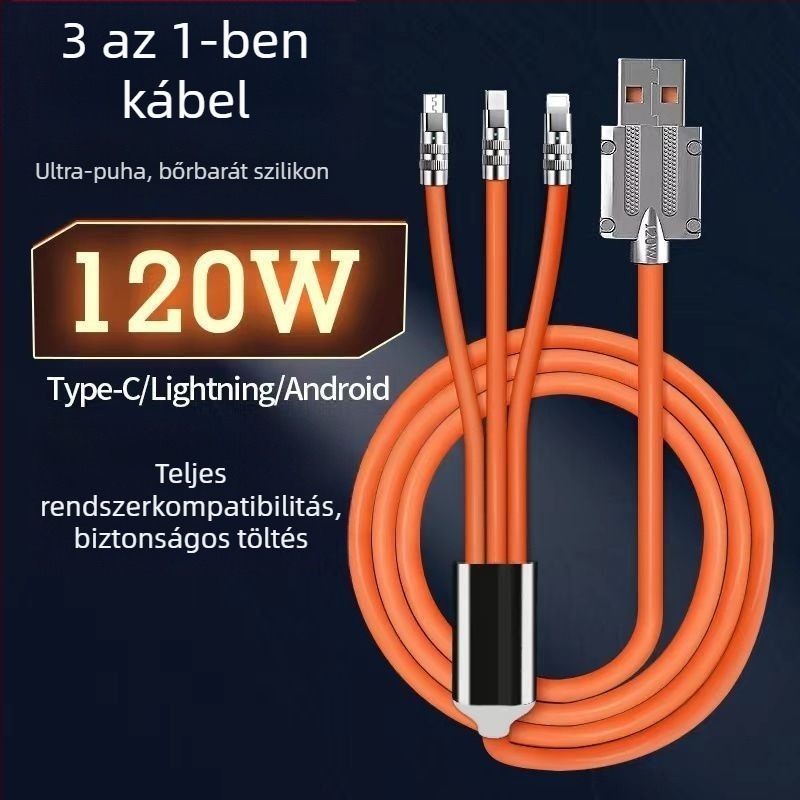 Type-C töltőkábel szilikon izolációval, Quick Charge, max. 6A