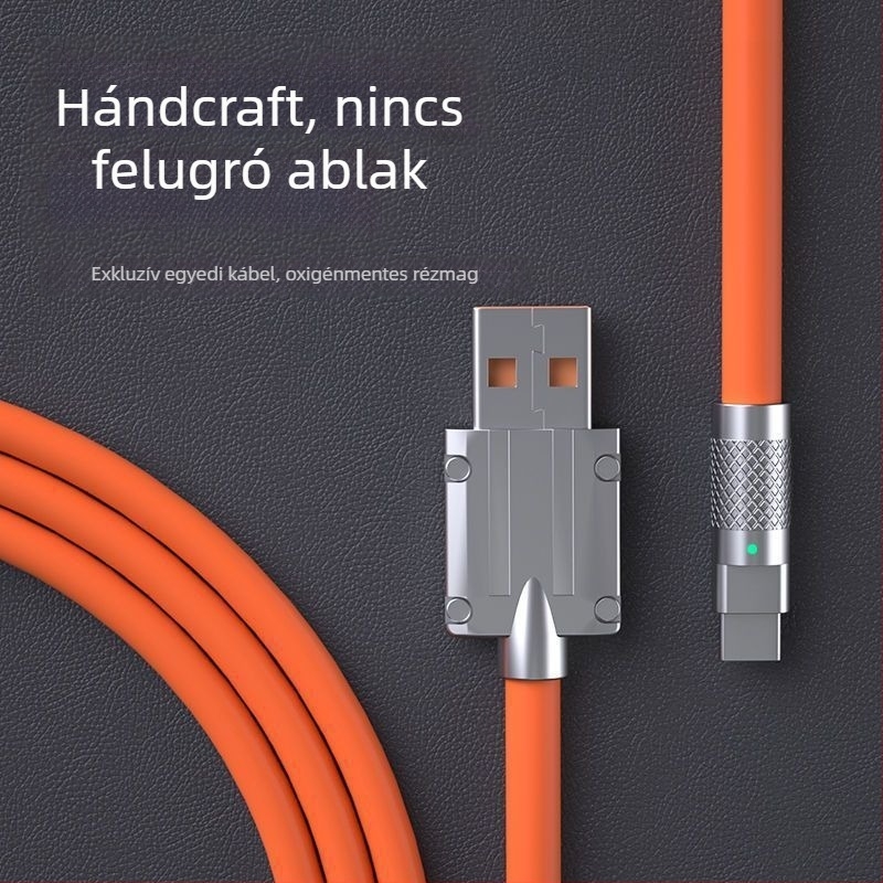 Type-C töltőkábel szilikon izolációval, Quick Charge, max. 6A