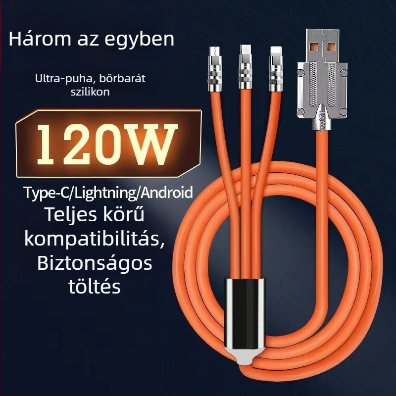 Type-C töltőkábel szilikon izolációval, Quick Charge, max. 6A