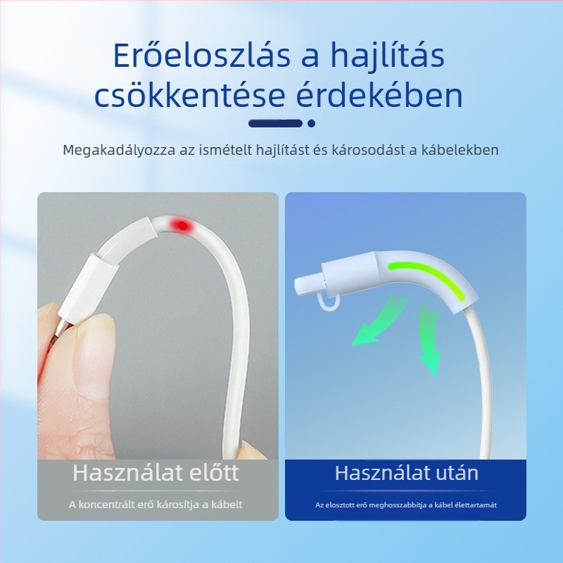 Szilikon adatkábel védőborítás – Teljes körű, 413-as modell; kompatibil Apple, Huawei, Xiaomi és Vivo adatkábelekkel; védelem a törés és a fémkopás ellen.