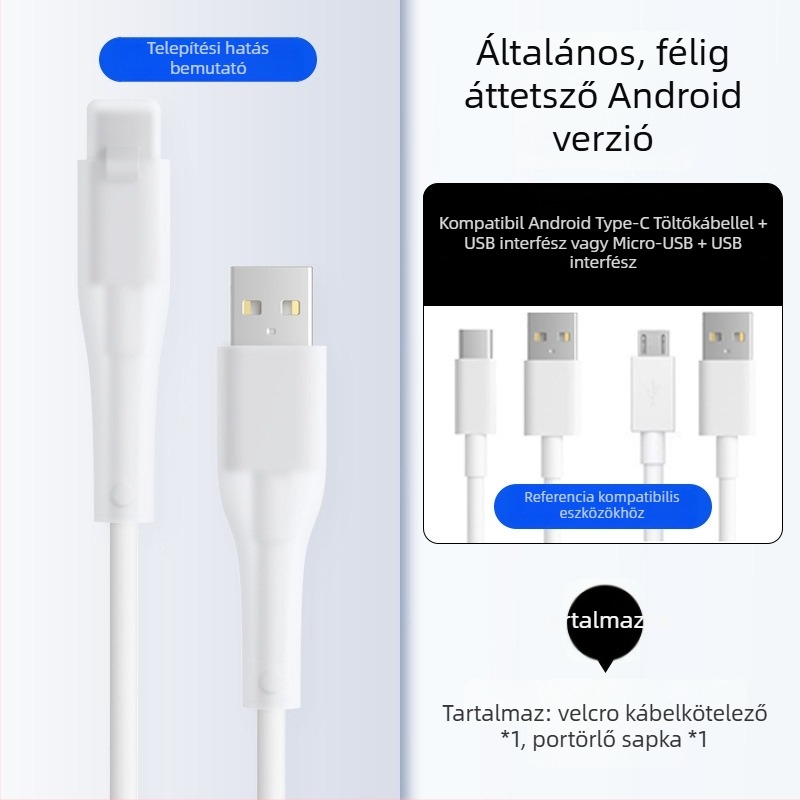 Szilikon adatkábel védőborítás – Teljes körű, 413-as modell; kompatibil Apple, Huawei, Xiaomi és Vivo adatkábelekkel; védelem a törés és a fémkopás ellen.