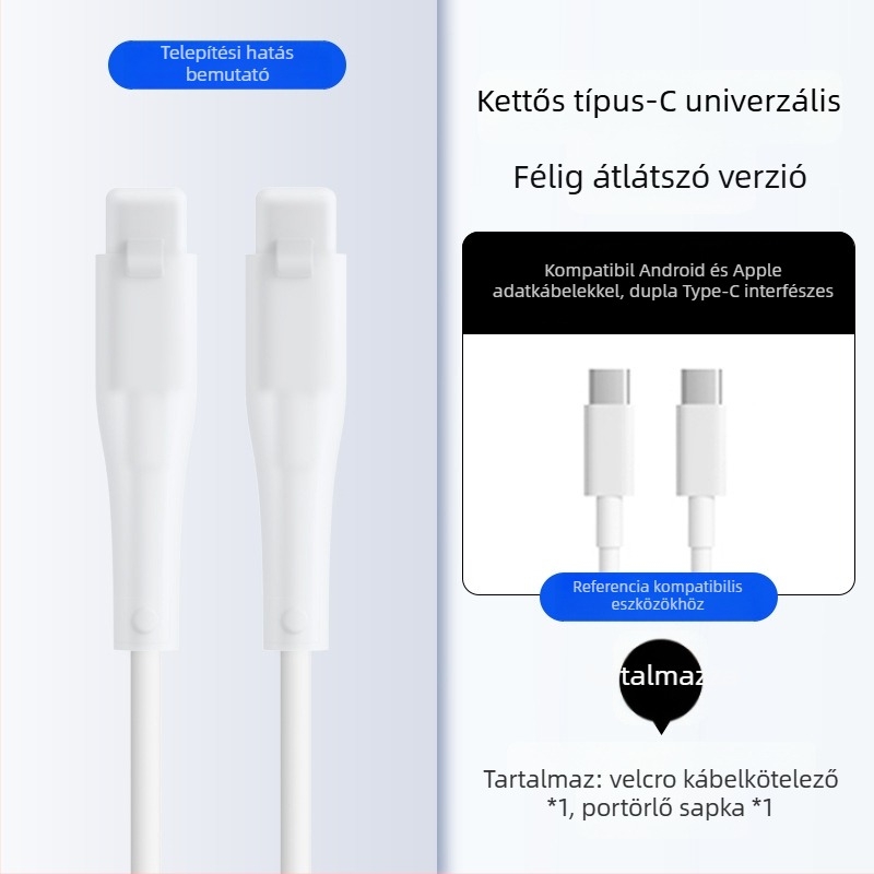 Szilikon adatkábel védőborítás – Teljes körű, 413-as modell; kompatibil Apple, Huawei, Xiaomi és Vivo adatkábelekkel; védelem a törés és a fémkopás ellen.