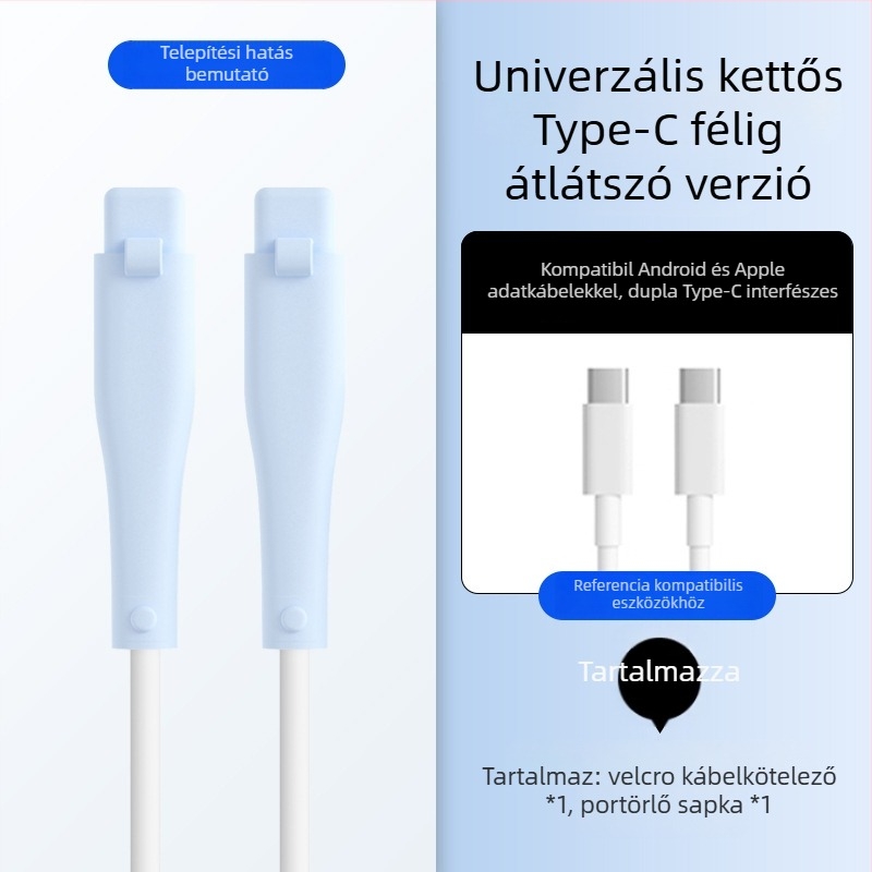 Szilikon adatkábel védőborítás – Teljes körű, 413-as modell; kompatibil Apple, Huawei, Xiaomi és Vivo adatkábelekkel; védelem a törés és a fémkopás ellen.