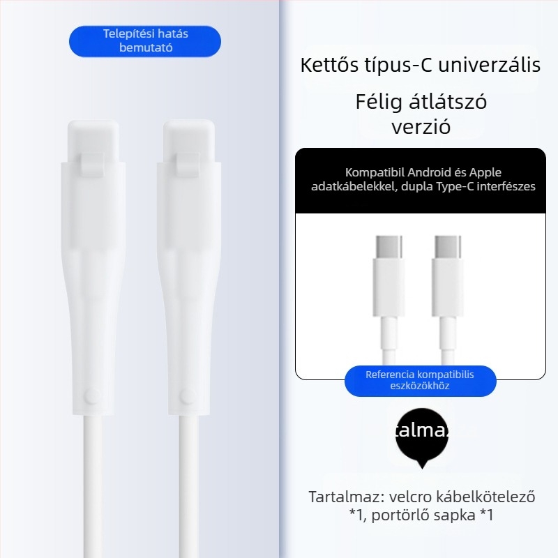 Szilikon adatkábel védőborítás – Teljes körű, 413-as modell; kompatibil Apple, Huawei, Xiaomi és Vivo adatkábelekkel; védelem a törés és a fémkopás ellen.