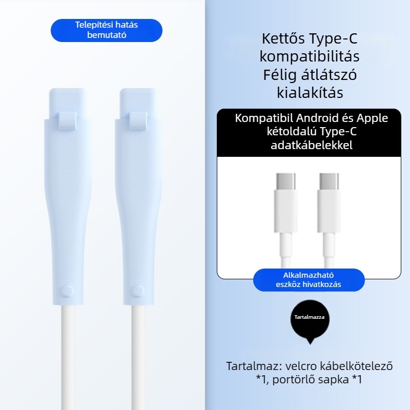Szilikon adatkábel védőborítás – Teljes körű, 413-as modell; kompatibil Apple, Huawei, Xiaomi és Vivo adatkábelekkel; védelem a törés és a fémkopás ellen.