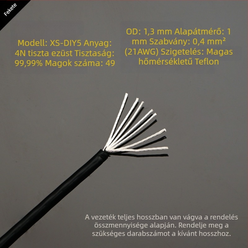 DIY5 Sterling ezüst audio jelkábel erősítőhöz – 20g, ezüst mag és vezeték