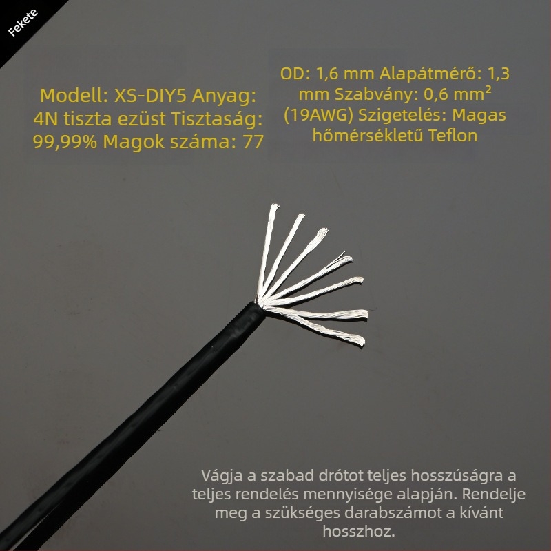 DIY5 Sterling ezüst audio jelkábel erősítőhöz – 20g, ezüst mag és vezeték