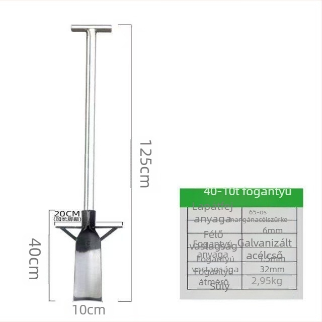 Junbaida mangán-acéllal készült lapát fák gyökérátültetéséhez, kertészeti eszköz a talaj átforgatásához