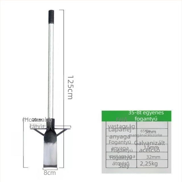 Junbaida mangán-acéllal készült lapát fák gyökérátültetéséhez, kertészeti eszköz a talaj átforgatásához