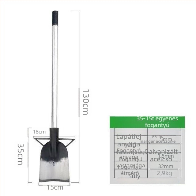 Junbaida mangán-acéllal készült lapát fák gyökérátültetéséhez, kertészeti eszköz a talaj átforgatásához