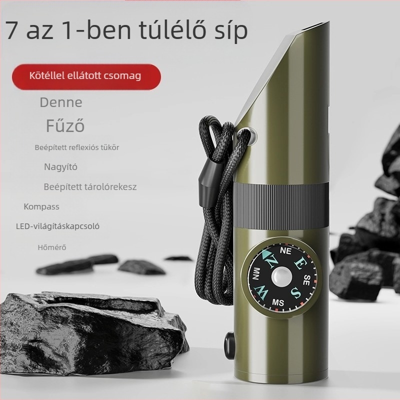 Friendly Túlélő Síp — Hét az Egyben, Többfunkciós Síp, Magas Frekvenciájú Impulzusokkal és Iránytűvel