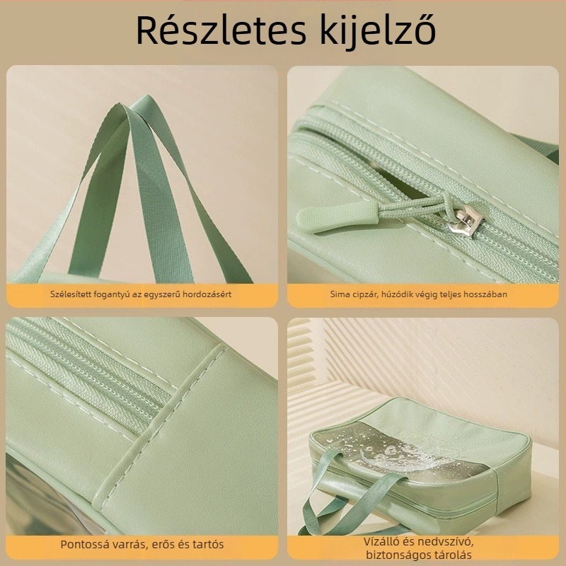 Átlátszó, többfunkciós kozmetikai táska logóval, nagy kapacitású, ultra könnyű, PVC anyag, cipzár