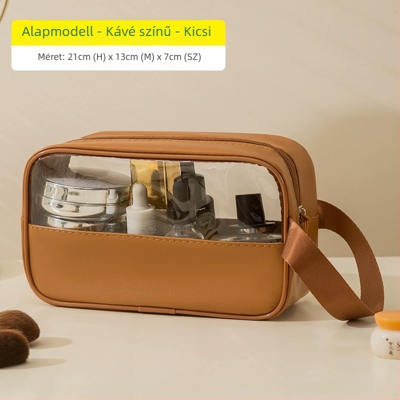 Átlátszó, többfunkciós kozmetikai táska logóval, nagy kapacitású, ultra könnyű, PVC anyag, cipzár