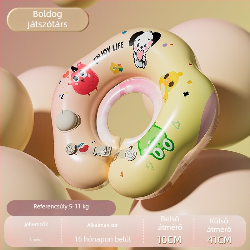 Baba úszó gyűrű rajzfilm mintával, PVC anyag, kézi felfújás, medencére és vízi parkokra