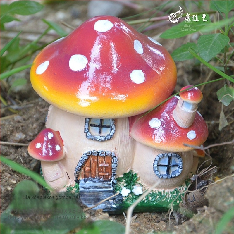 Gyantából készült gomba ház dekoratív mini tájjal, moha bonsaihoz