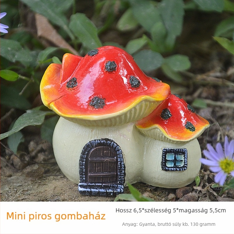 Gyantából készült gomba ház dekoratív mini tájjal, moha bonsaihoz