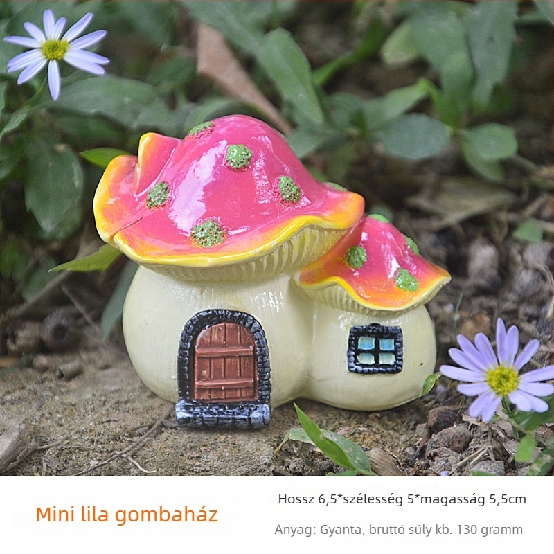 Gyantából készült gomba ház dekoratív mini tájjal, moha bonsaihoz