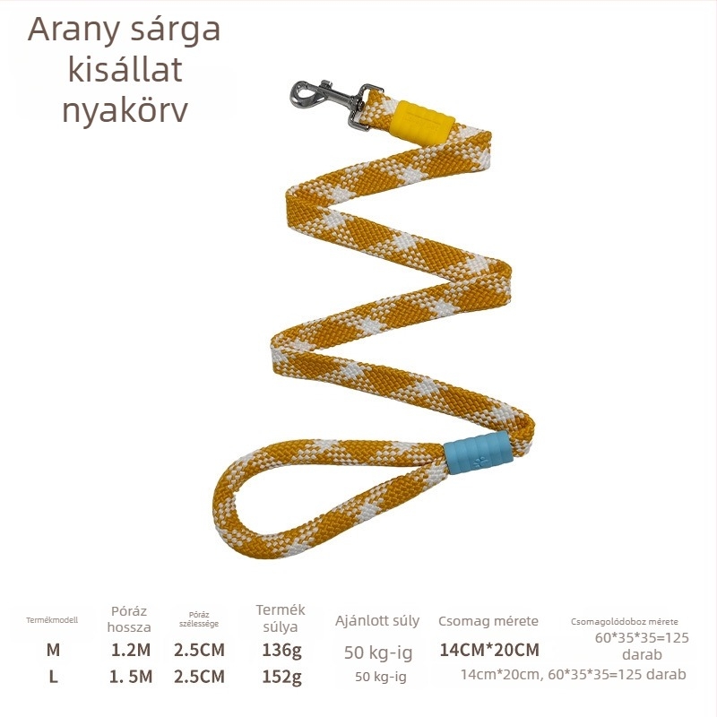 Nylon szövésű rövid kutyapóráz közepes és nagy testű kutyákhoz, elegáns sétapóráz