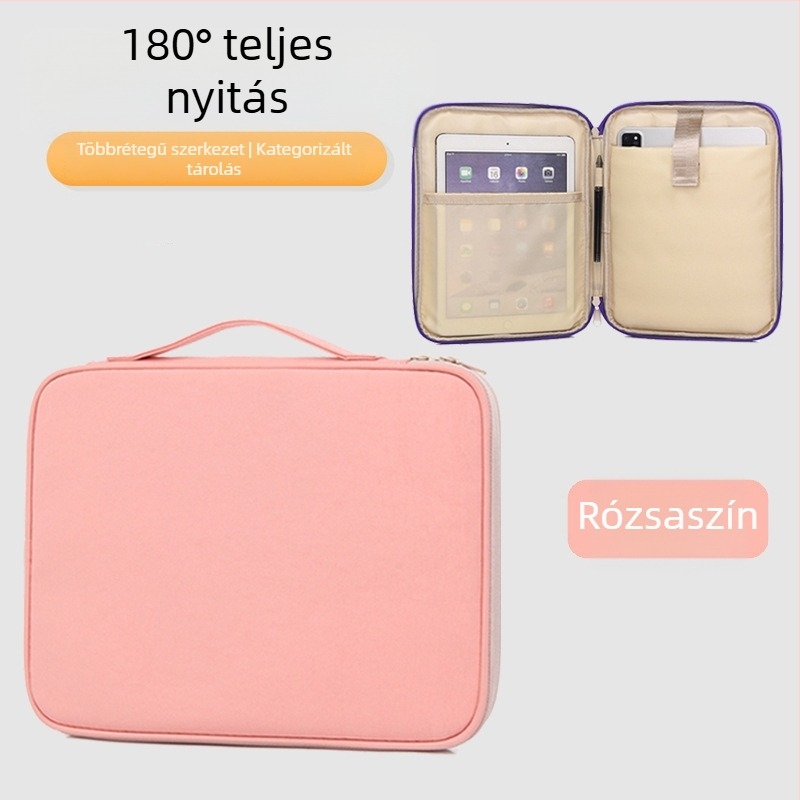 Morandi-stílusú hordozható nylon tok iPad/tabletához és 16 hüvelykes laptophoz, fogantyúval