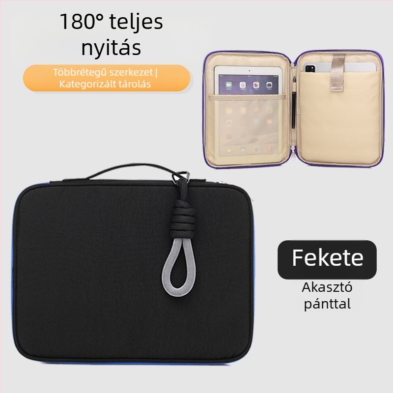 Morandi-stílusú hordozható nylon tok iPad/tabletához és 16 hüvelykes laptophoz, fogantyúval