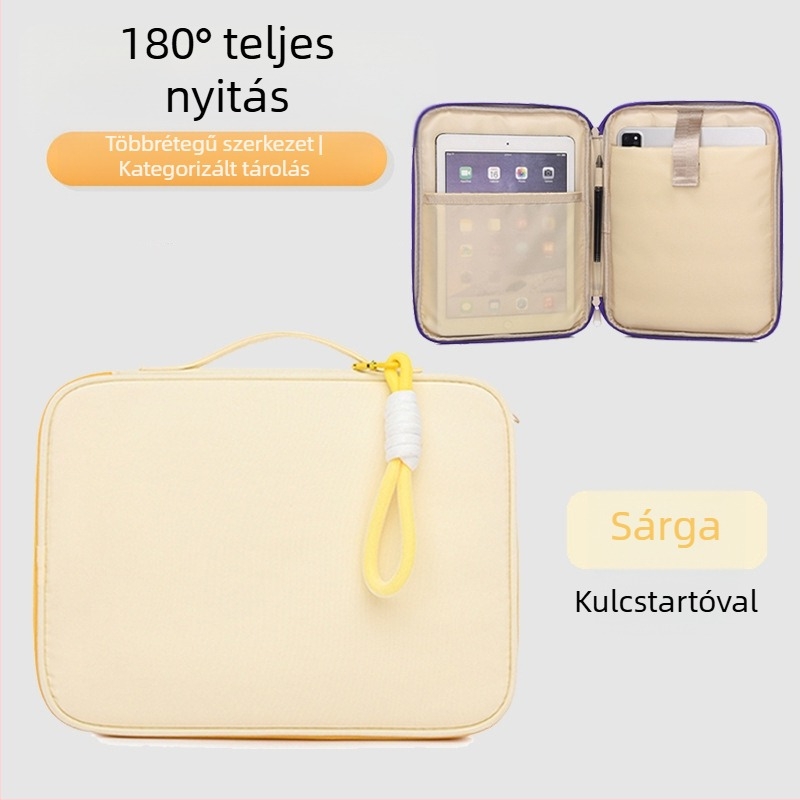 Morandi-stílusú hordozható nylon tok iPad/tabletához és 16 hüvelykes laptophoz, fogantyúval