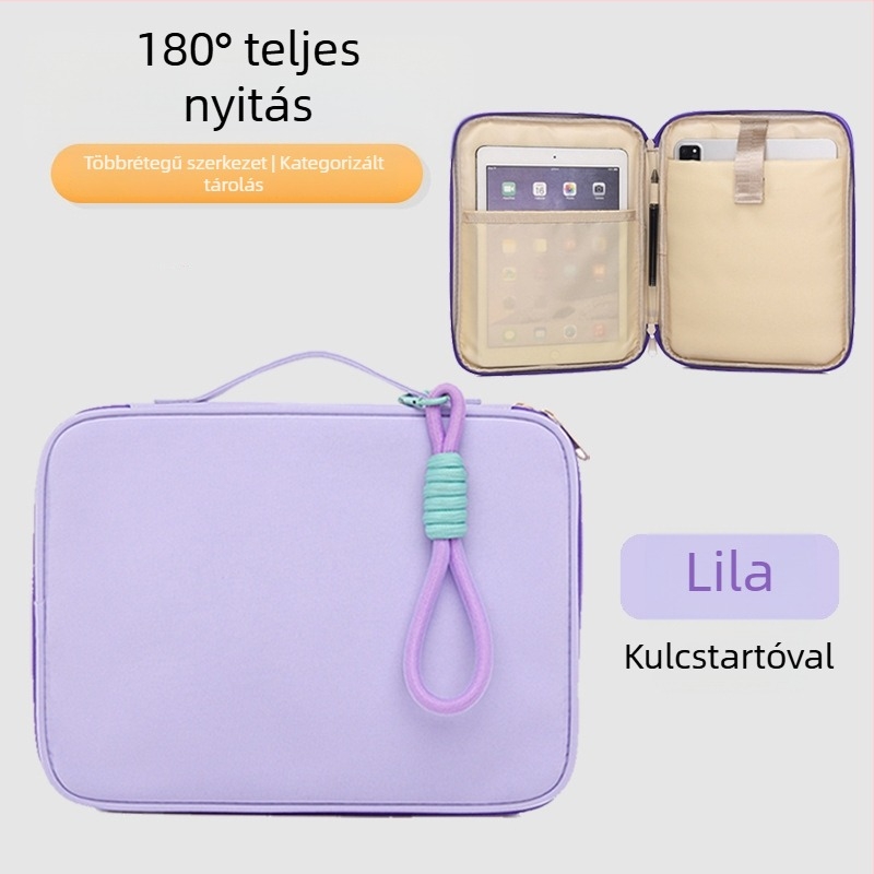 Morandi-stílusú hordozható nylon tok iPad/tabletához és 16 hüvelykes laptophoz, fogantyúval